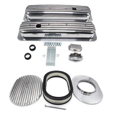 For Sbc Chevy Vortec 5.0 5.7 350 87-97 Finned Short Valve Cover 12 Air Cleaner