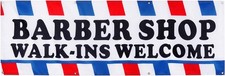 Barber Shop Walk Ins Welcome Banner 2x6 ft Red Blue White Black Polyester