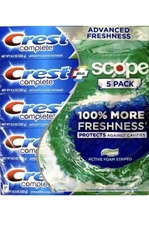 Crest Complete Plus Scope 5 Pack Of 8.2oz Activated Flouoride Toothpaste EXP9/26