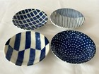 Japanese Mino Ware Small Plates Set of 4 – Blue Indigo Patterns – Made in Japan
