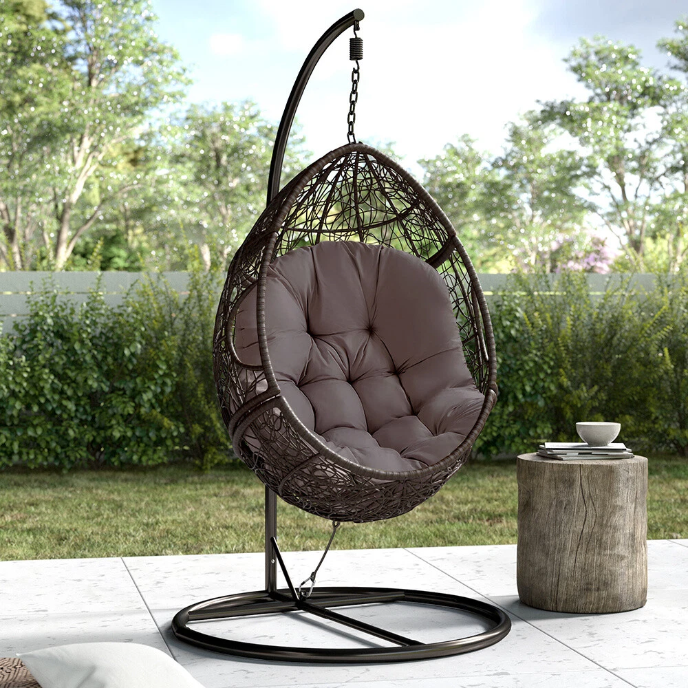 Hanging Rattan Egg Chair Seat Cushion Grey Large U Shaped Seat Pad PP Cotton Mat