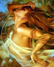 MQ-OP0281 100% Handmade Painted Charming Girl Oil Painting Art On Canvas