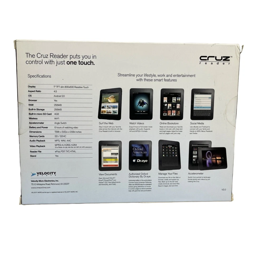 New Cruz Reader Velocity Micro Tablet Surf Web, Videos, Books 7" Display - Image 2 of 4