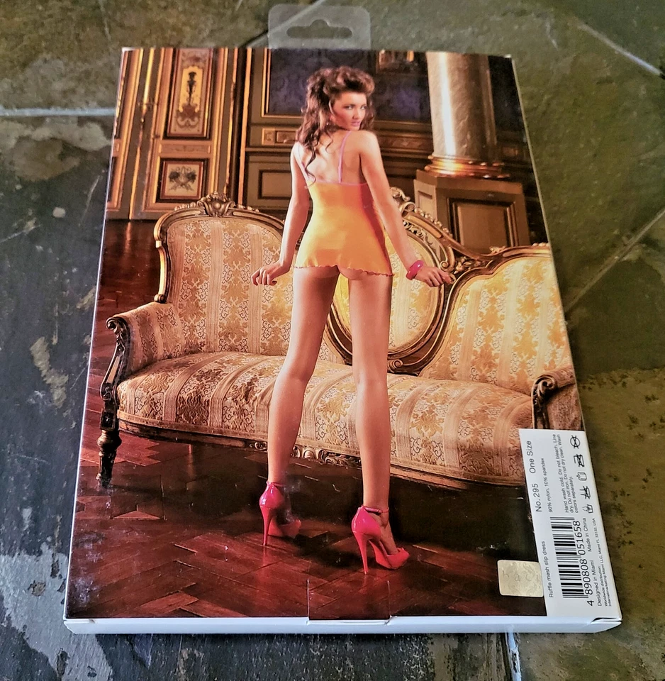 One Size Baci Lingerie Ruffle Sheer Mesh Slip Dress 295 - Image 4 of 4