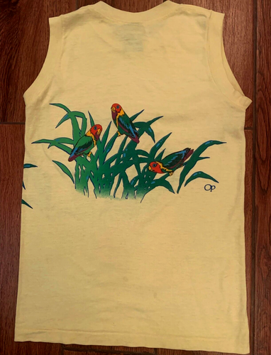 Vtg 1983 Parrot Graphic Tee Shirt Ocean Pacific Jimmy Buffett Student/Youth M/L - Foto 1 di 2