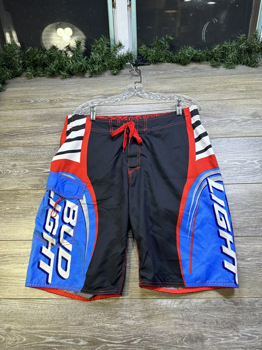 Bud Light Swim Trunks Size 32 34 Mens Drawstring Pocket USA