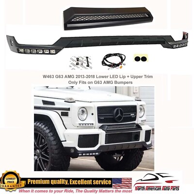 G63 G65 Bumper Led Lip + Upper Grille Trim Spoiler Brabus DRL B-Style Lower