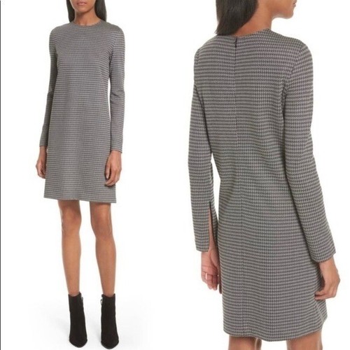 Theory Wynter Houndstooth Long Sleeve Knit Sheath Dress Size 8 in Gray and Black - Bild 8 von 8