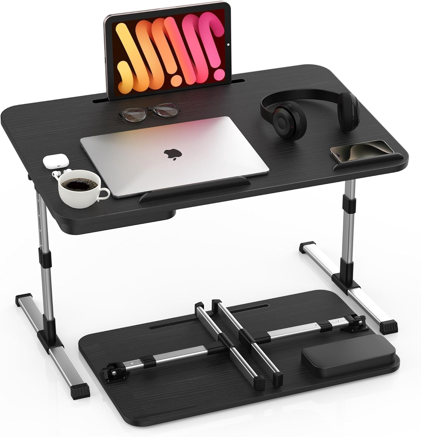 Adjustable Bed Laptop Stand with Lap Desk and Tray for Comfortable Use-image