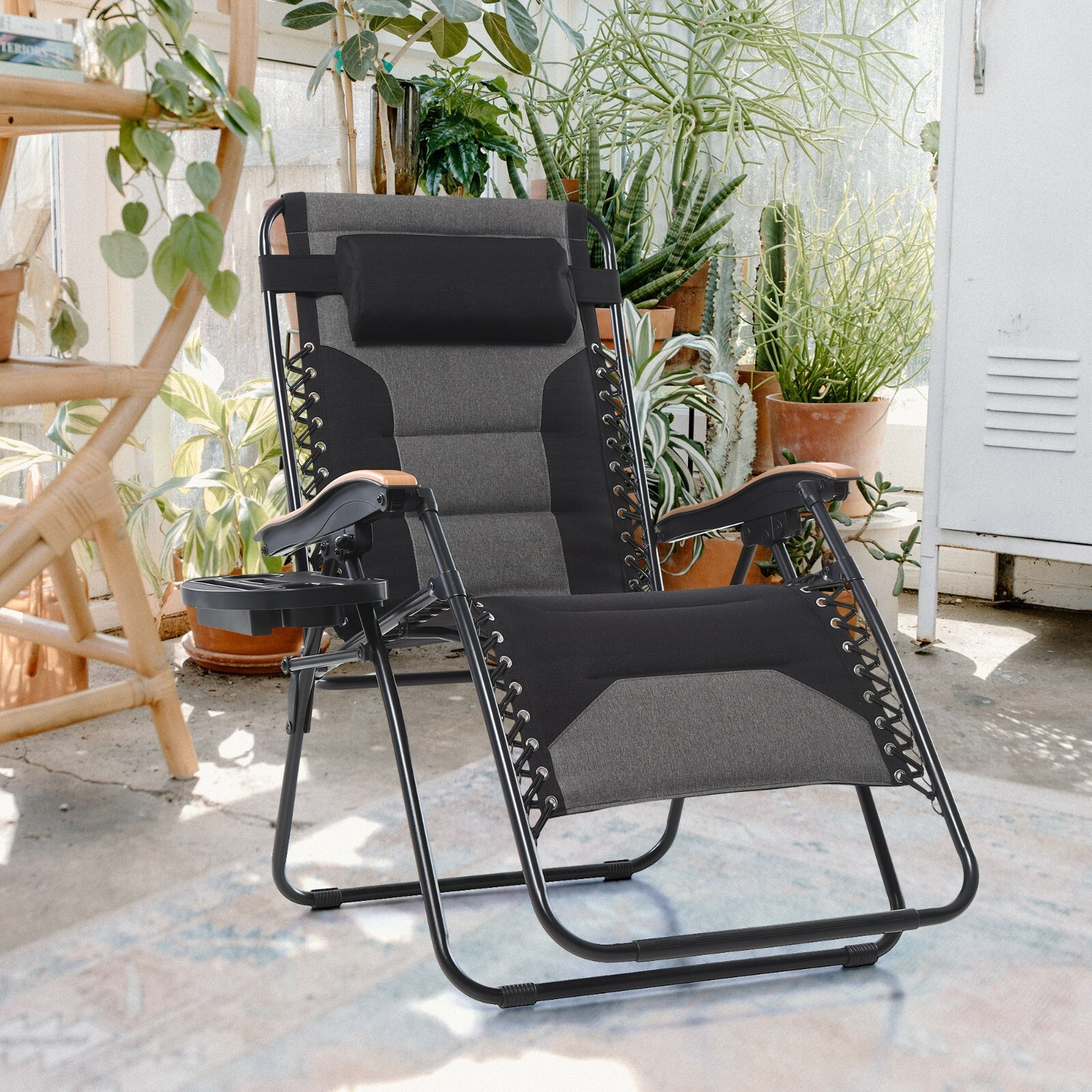 Oversize Folding Zero Gravity Chair Recliner Patio Lounge Chairs with Cup Holder