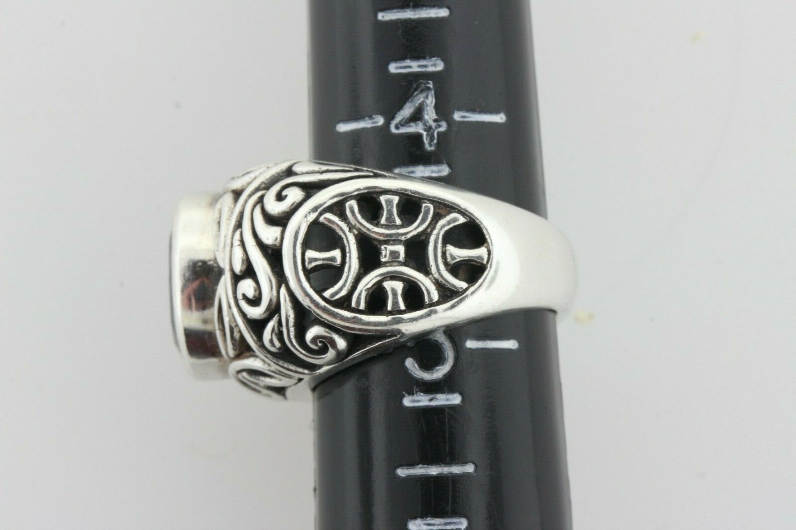 Sterling Silver 925 Textured Scroll Pattern Oval … - image 9