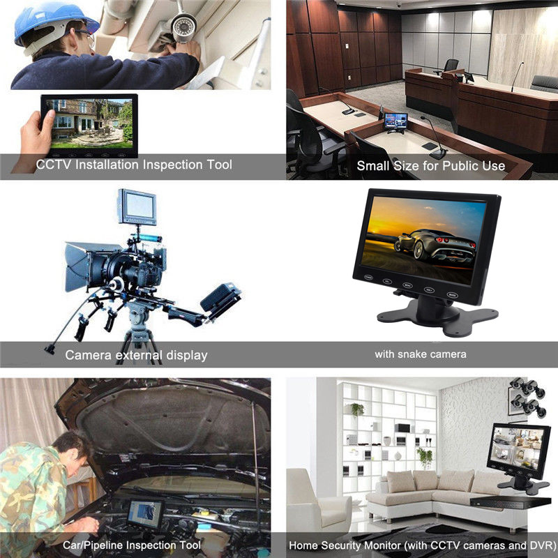 CAIRUTE 7-Inch Ultra Thin HD Monitor - 1024x600 LCD Screen With HDMI, VGA, AV Inputs For PC, CCTV, Camera