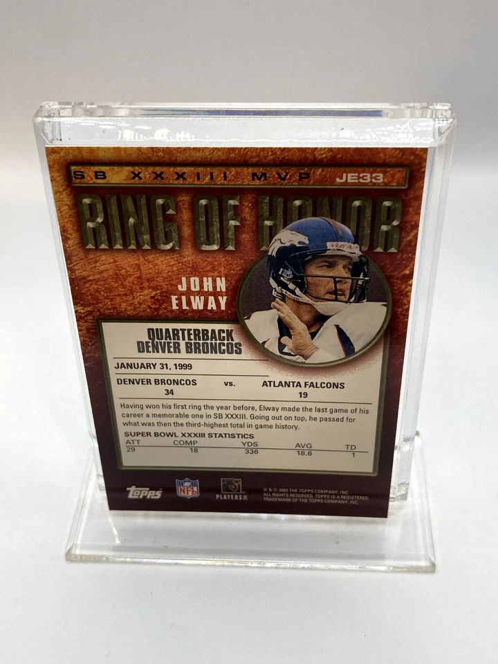 John Elway 2002 Topps Football Insert "Ring Of Honor" Denver Broncos  - Image 2 of 4