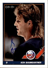 Ken Baumgartner Signed Auto 1991-92 O-Pee-Chee card New York Islanders