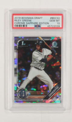 2019 Bowman Chrome Draft Riley Greene Sapphire Edition PSA 10 Gem Mint #BDC-50