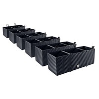 6X Balkonkasten Blumenkasten Rattan-Optik Pflanztopf BlumenküBel Anthrazit Haken