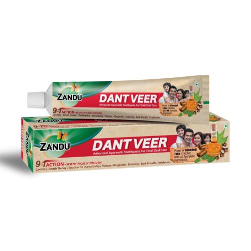 Zandu Dantveer Toothpaste 9 In 1 Advanced Ayurvedic Oral Dental Care Pack of 1 - Picture 8 of 14