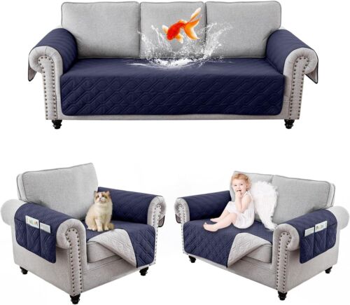 Juego de 3 fundas acolchadas para sofá funda impermeable sofá mascota niños alfombrilla protectora - Imagen 63 de 102