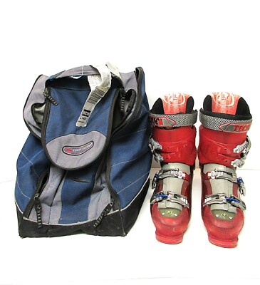 RED TECNICA VENTO 10 RED DOWNHILL ALPINE SKI BOOTS WITH TRAVEL BAG SEE  DETAILS
