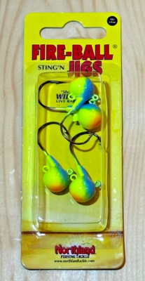 Northland Tackle Fire-Ball Jig – 1.125 Inch 3/8 Oz Jig For Walleye & Perch, 4-Pack In Parrot Color