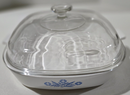 Corning Ware Blue Cornflower P-16-B Casserole Dish A-12-C Pyrex Lid Unmarked