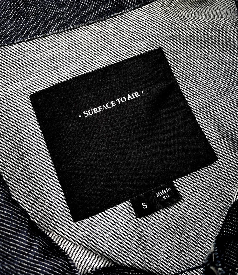 Surface to Air Sz S Mens Coated Denim Trucker Jacket Blue - Image 4 of 4