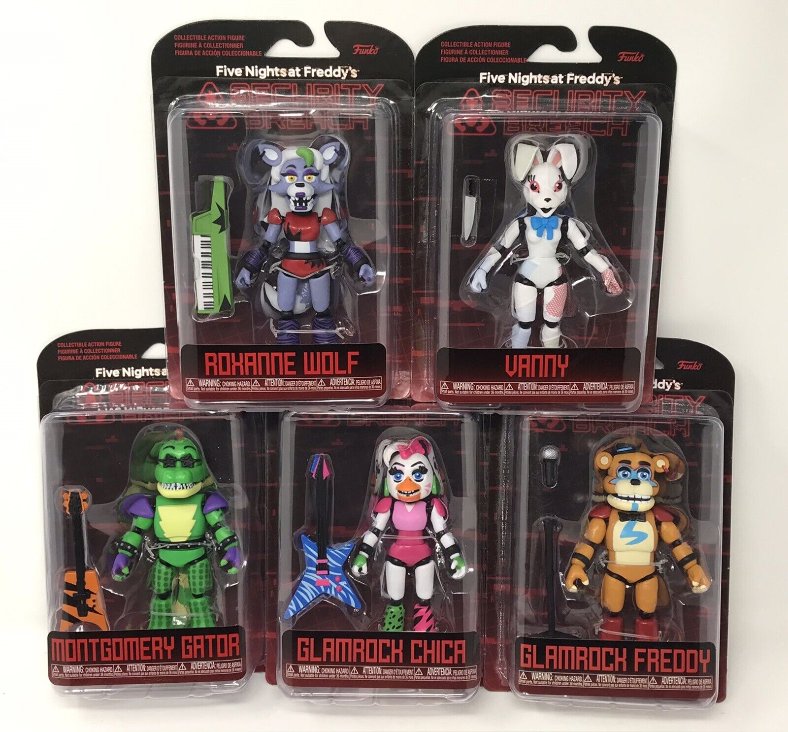 Five Nights at Freddy's Security Breach Complete Set of 5 Action