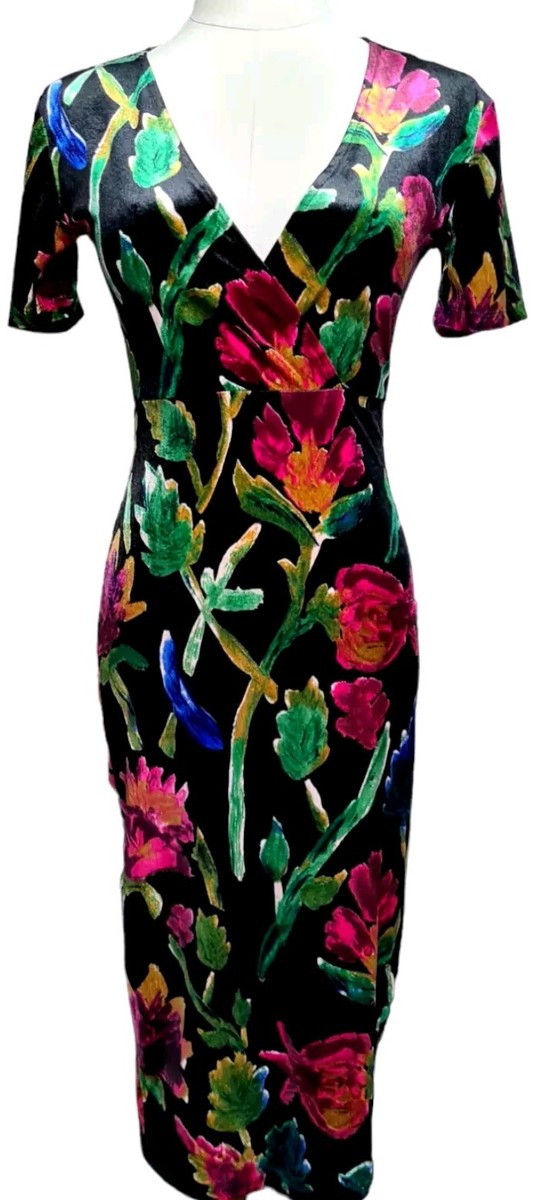 velvet floral bodycon dress Rocky Stretch Burnout Velvet Floral Summer Dress With Spaghetti Straps | Medium
