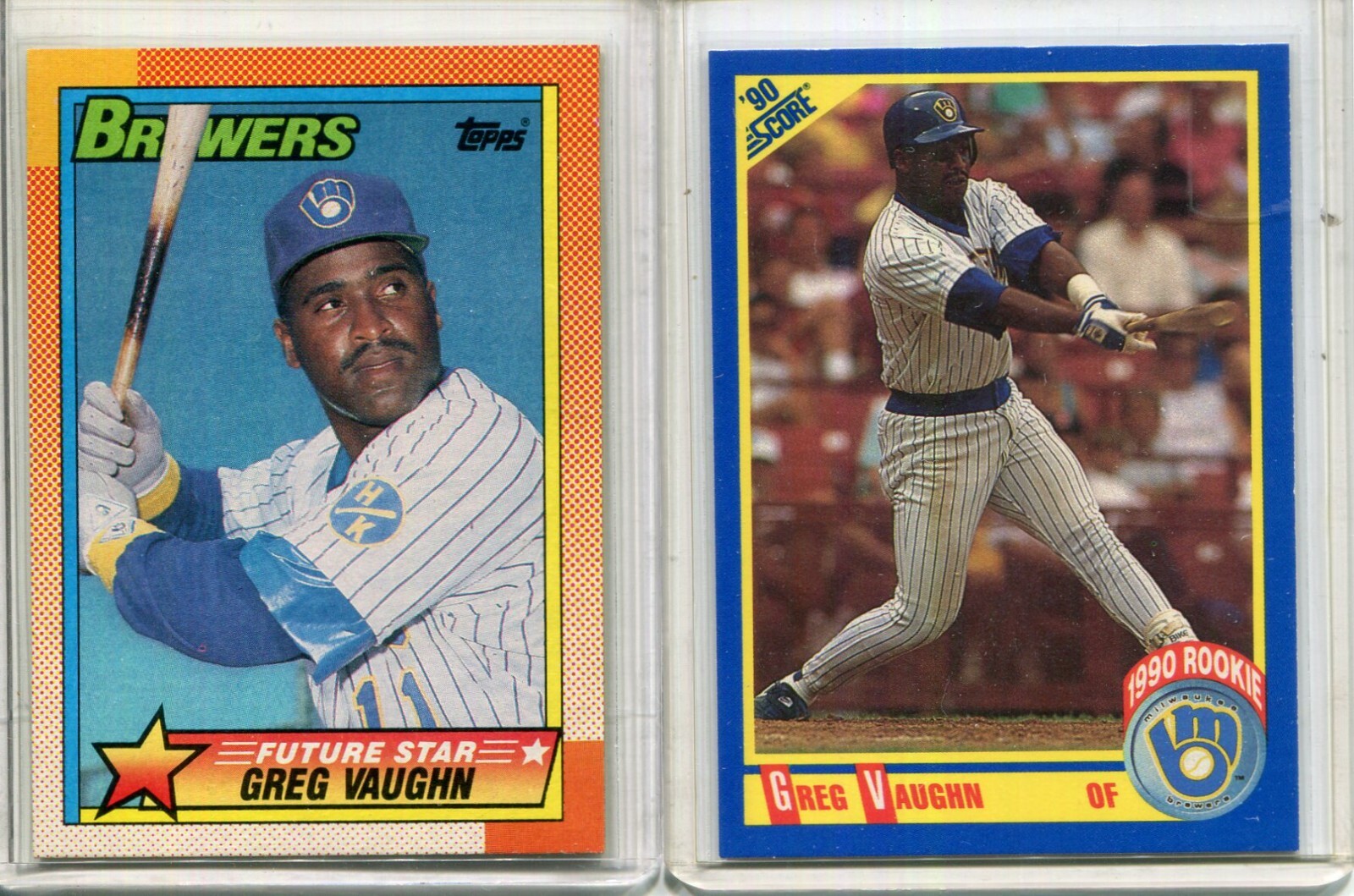 1990 Topps & Score Greg Vaughn Rookie lot of 2 Brewers | eBay