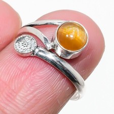 Rutilated Quartz Gemstone Handmade 925 Sterling Silver Jewelry Ring Size 8 US 