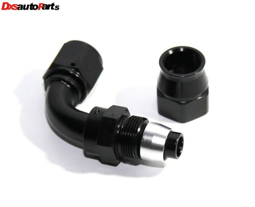 (one) AN10 10AN AN-10 90°Degree Swivel Fuel Oil Gas Line Hose End Fitting Black - Picture 5 of 8