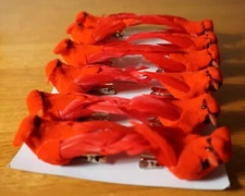 12 Clip On Red Bird Cardinal Christmas Ornaments Real Feather Tails Cabin Decor