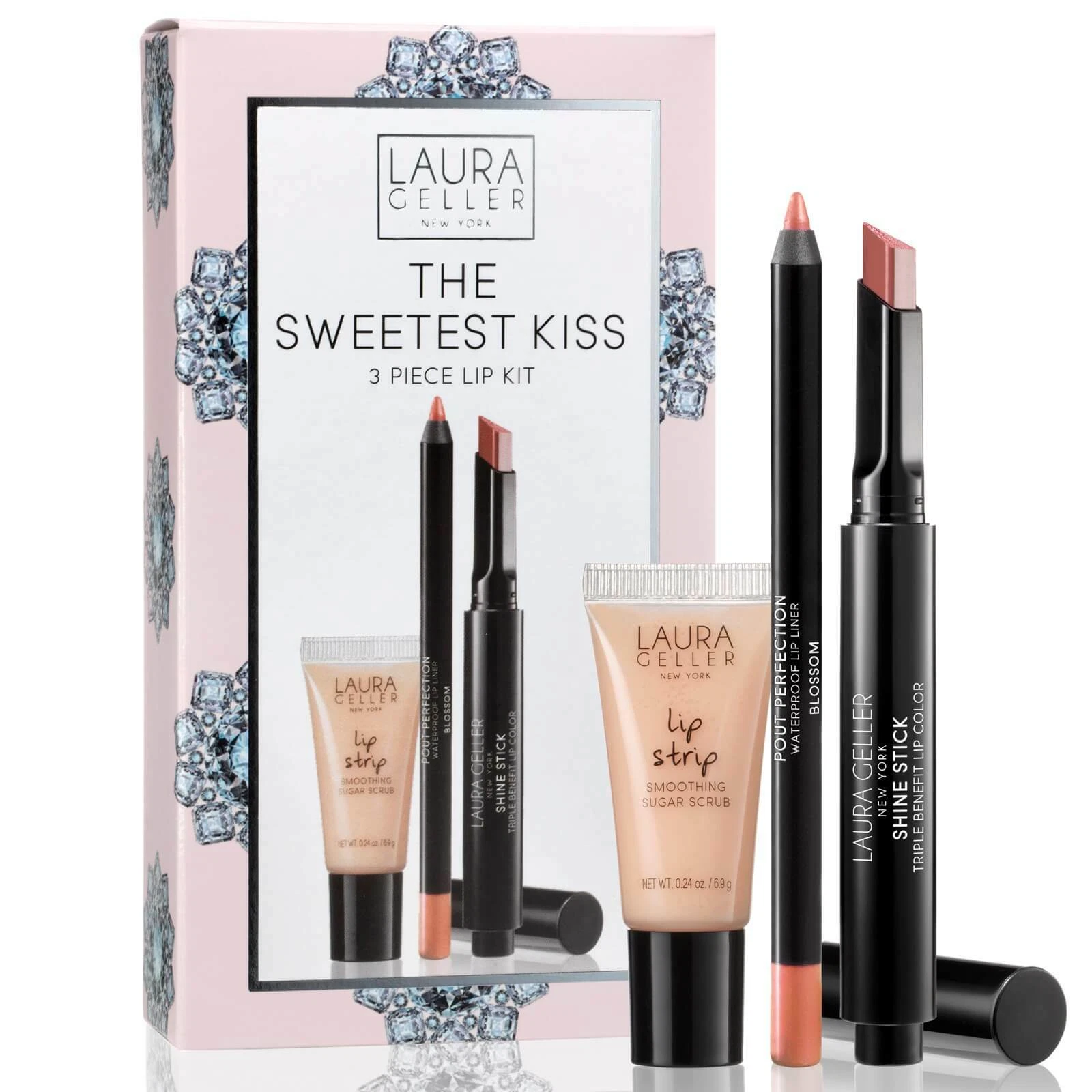 LAURA GELLER The Sweetest Kiss 3 Piece Lip Kit ~ Lip Liner, Lip Color, Lip Strip