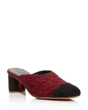 NWOB Antolina Dorina Knit Colorblock Block-Heel Mules Black/Red $575 Sz 39.5/9.5