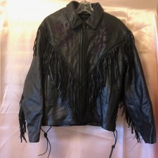 Womens Purple Ross Fringe Jacket Leather Us Size 2xl New Without Tags