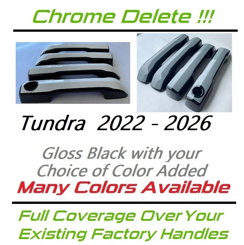 Autophoton for Toyota Tundra 2022-2024 ABS Carbon Fiber Black Side Door Handle Cover Trim 4pcs Car Accessories
