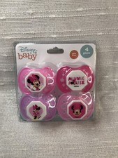 4 Piece Disney Baby Girl Minnie Mouse Ortho Pacifiers Binkys Soothers Pink NEW