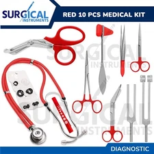 RED 10 Pcs Medical Kit Diagnostic EMT Nursing Surgical EMS Student Paramedic