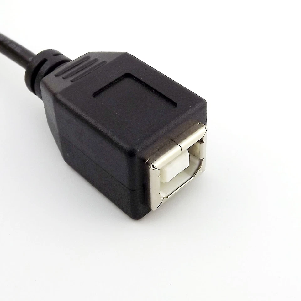 USB 2.0 B Male Right Angled To B Female Printer Extension Data Adapter Cable 1FT - Image 3 of 4