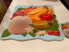 Table Mates Set of 6 Placemats  12" x 12" +6 Coasters 4" x 4" Set  FRUIT ARRANGE