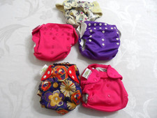 Lot 5 Baby Girl's Diaper Covers Adjustable Snaps One Size with built in diaper