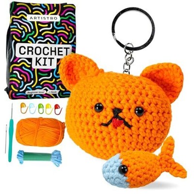  Crochet Kit for Beginners   All-Included Knitting Kit with 30% Extra Yarn, Cat