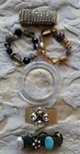 LOT OF VINTAGE COSTUME JEWELRY BRACELETS  LUCITE RHINESTONE CUFF  STONES