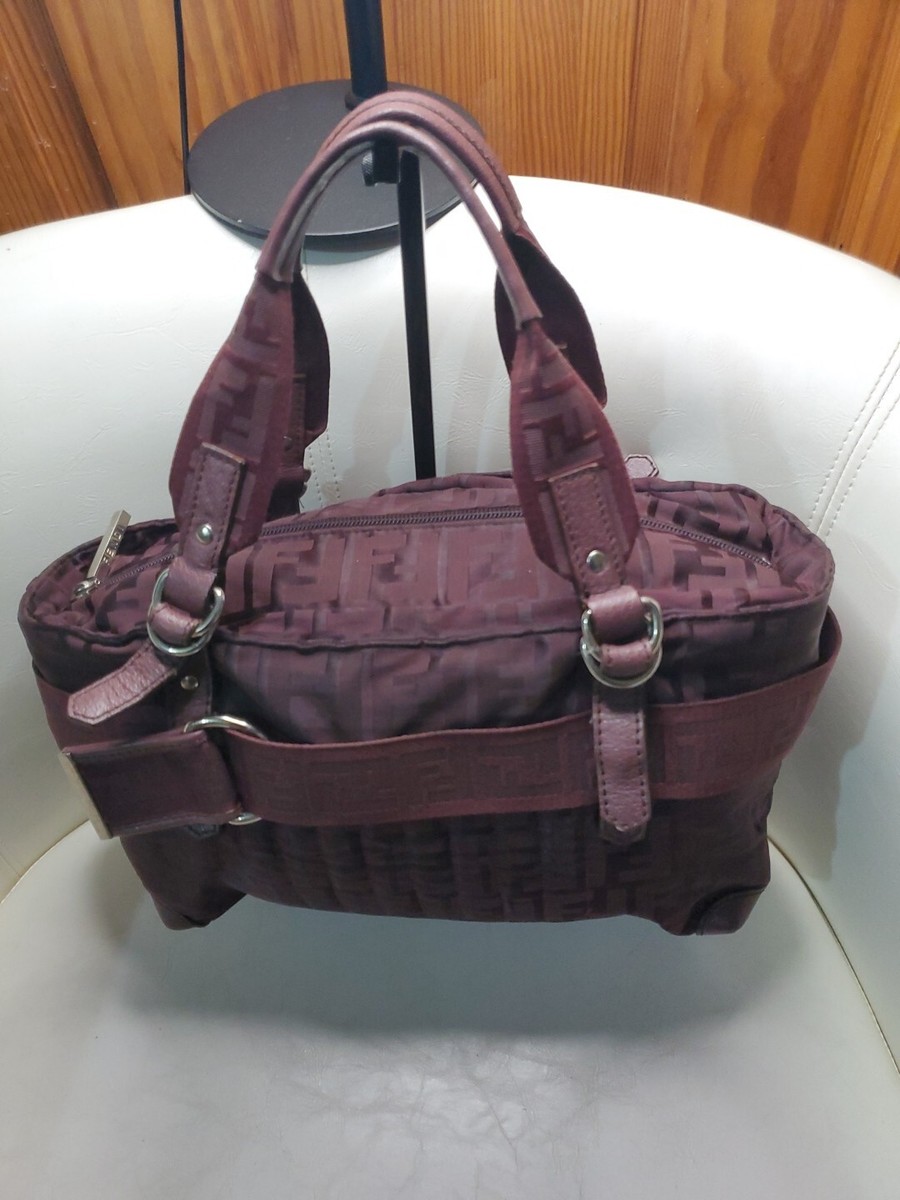 Rare Find Vintage Fendi Logo Strap Purple Nylon Jaquard Zucca FF