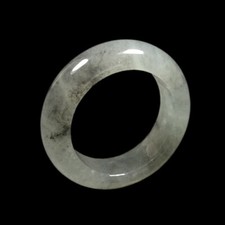 Size 5 Certified Grade A 100 Natural Black Green Icy Jadeite Jade Ring 04773