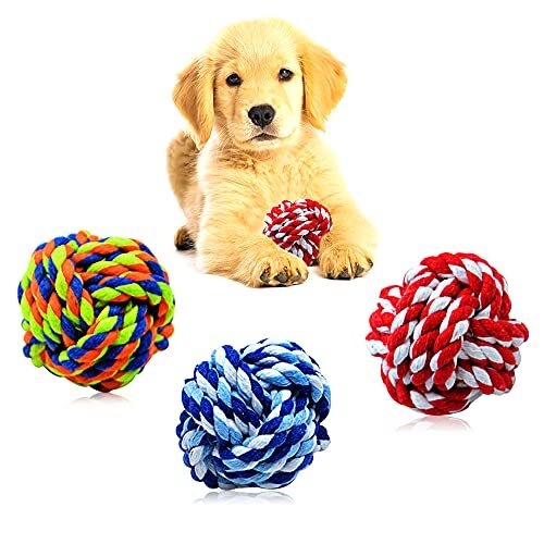 Pet Chew Toy Knots Cotton Rope Biting Ball for Dogs Cats 3 Pcs