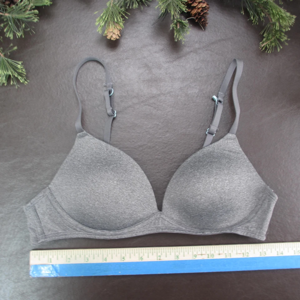 Sujetador So Talla 36A Gris Acolchado Con Aros Cierre Ajustable Espalda Foto 2 de 4