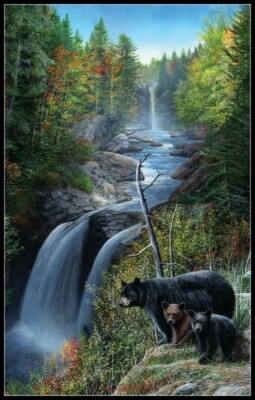 Chart Needlework DIY - Counted Cross Stitch Patterns - Bear at the Waterfall