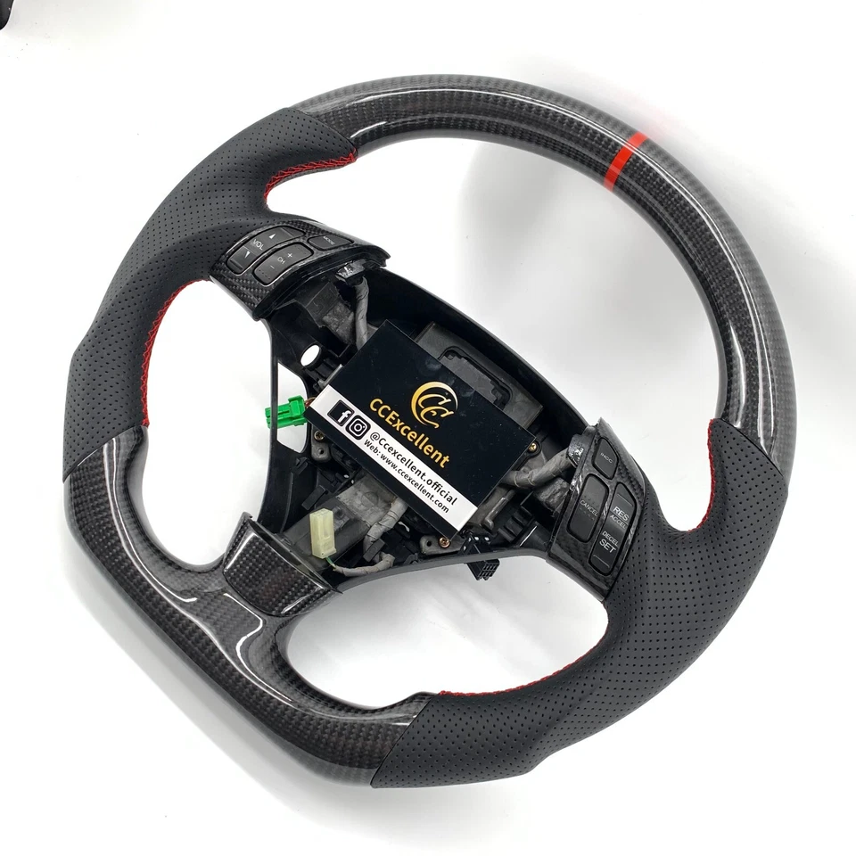 Volante de fibra de carbono real cupé para Honda Accord 7ª generación 2003-2008 Foto 2 de 4