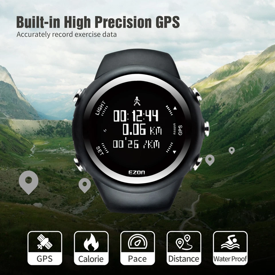 Reloj Deportivo Digital GPS EZON T031, 5ATM Resistente al Agua, Calorías Foto 2 de 4